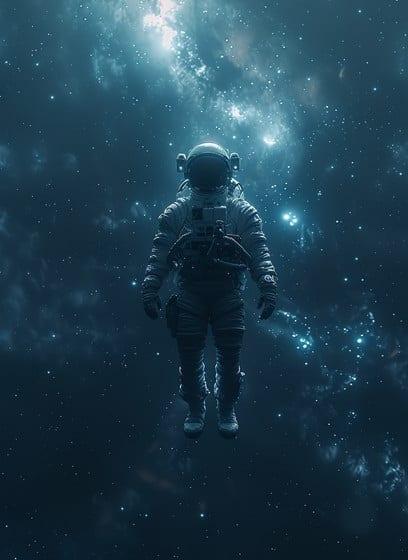 Astronaut floating in space